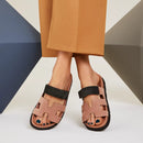 Hermès - Sandales Chypre Rose Perle / Noir