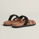 Hermès - Sandales Chypre Rose Perle / Noir