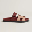 Hermès - Sandales Chypre Beige Perlino / Rouge H