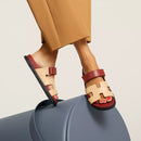 Hermès - Sandales Chypre Jaune Malawi / Rouge Sanguine