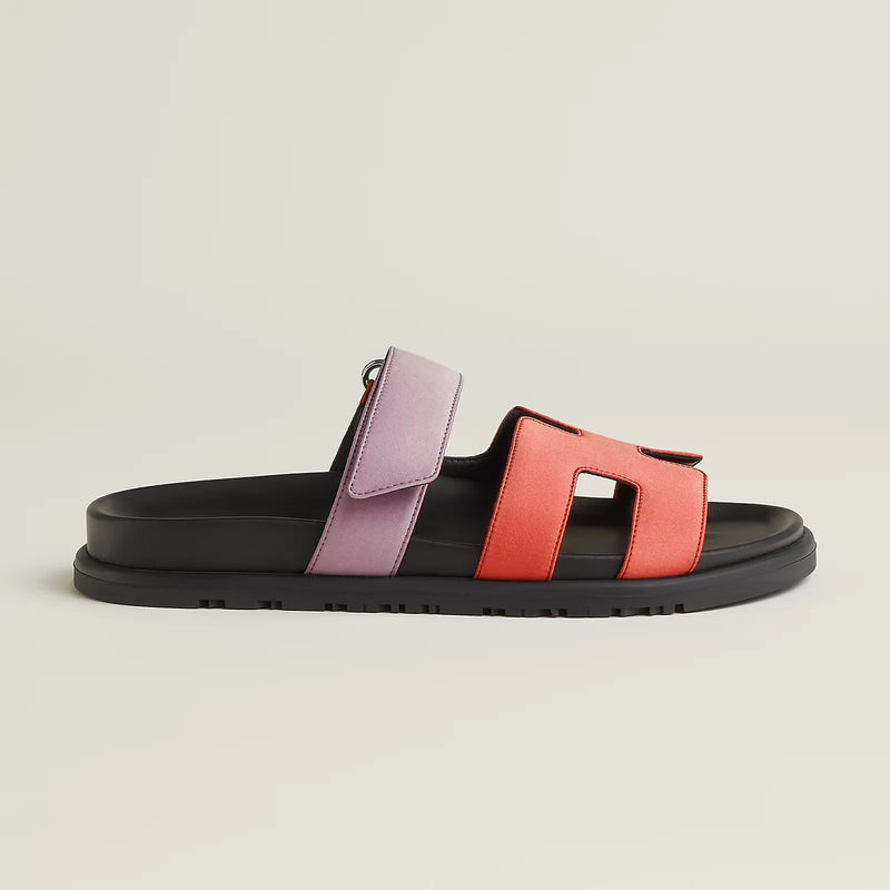 Hermès - Sandales Chypre Rose Pêche / Violet Pétale