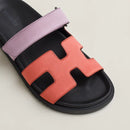Hermès - Sandales Chypre Rose Pêche / Violet Pétale