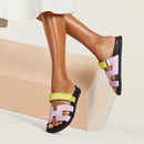 Hermès - Sandales Chypre Violet Pétale / Vert Lime