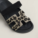 Hermès - Sandales Chypre Beige Esquisse / Noir