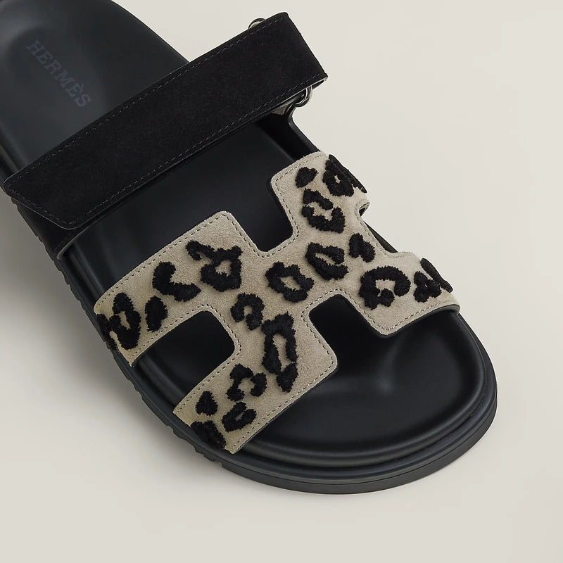 Hermès - Sandales Chypre Beige Esquisse / Noir
