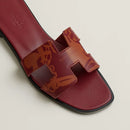 Hermès - Sandales Oran Rouge H / Naturel avec motifs