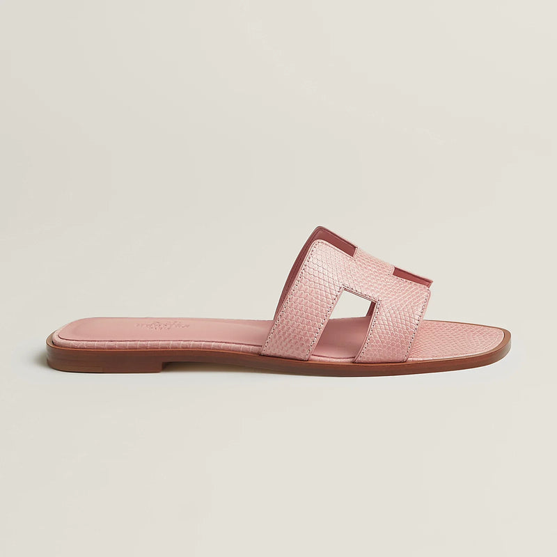 Hermès - Sandales Oran Rose Jeva en lézard