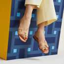 Hermès - Sandales Oran Beige Natura en lézard