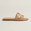 Hermès - Sandales Oran Beige Natura en lézard