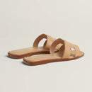 Hermès - Sandales Oran Beige Natura en lézard