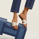 Hermès - Sandales Oran Blanc brodé