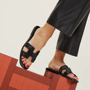 Hermès - Sandales Oran Noir avec Strass