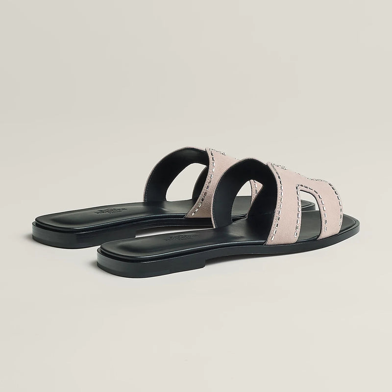 Hermès - Sandales Oran Rose Porcelaine avec Strass