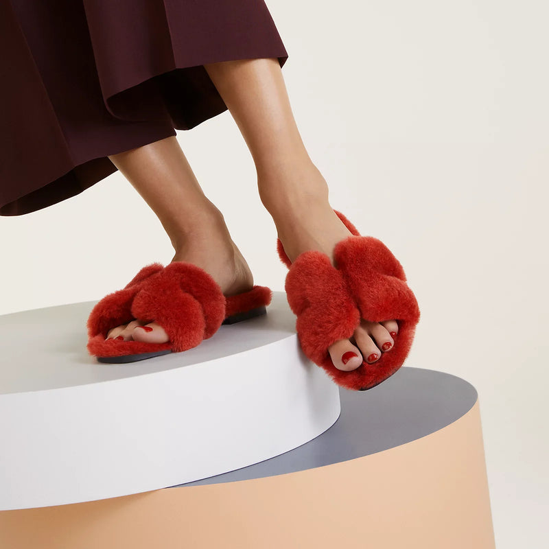 Hermès - Sandales Oran Rouge De Turin en Laine