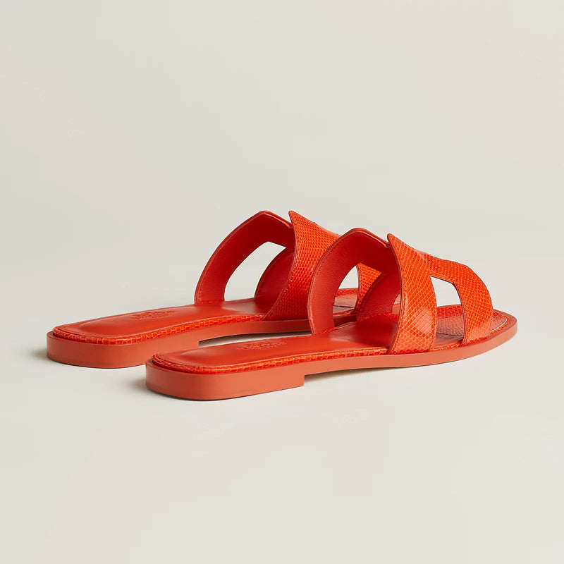 Hermès - Sandales Oran Orange Synthétique en Lézard