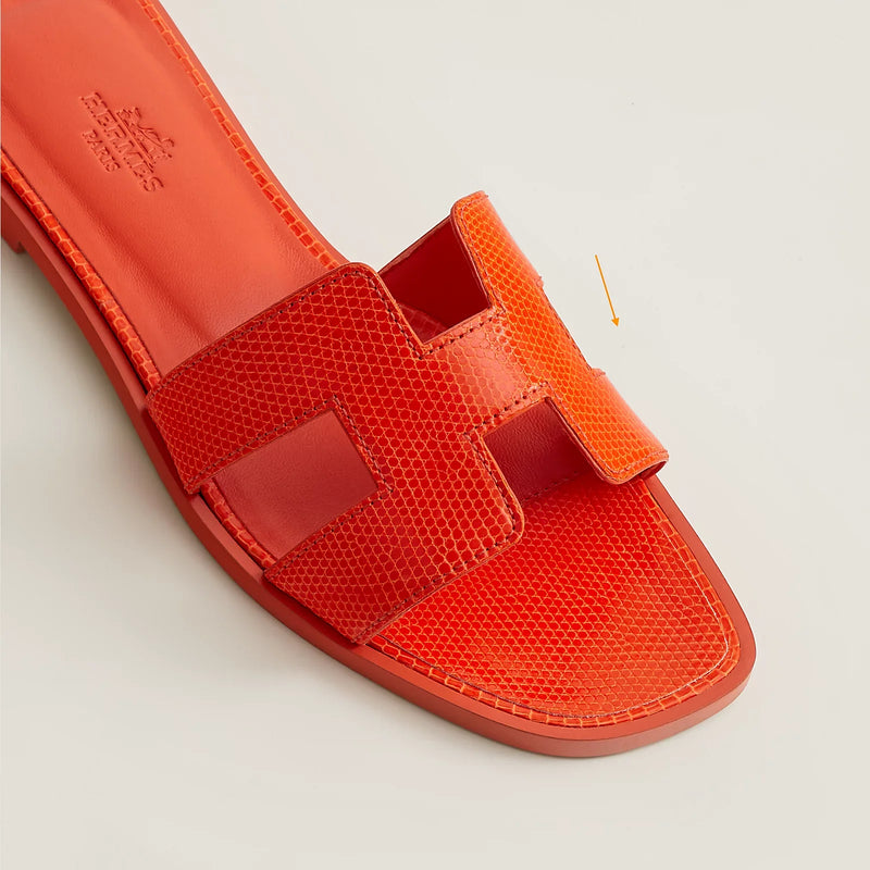 Hermès - Sandales Oran Orange Synthétique en Lézard