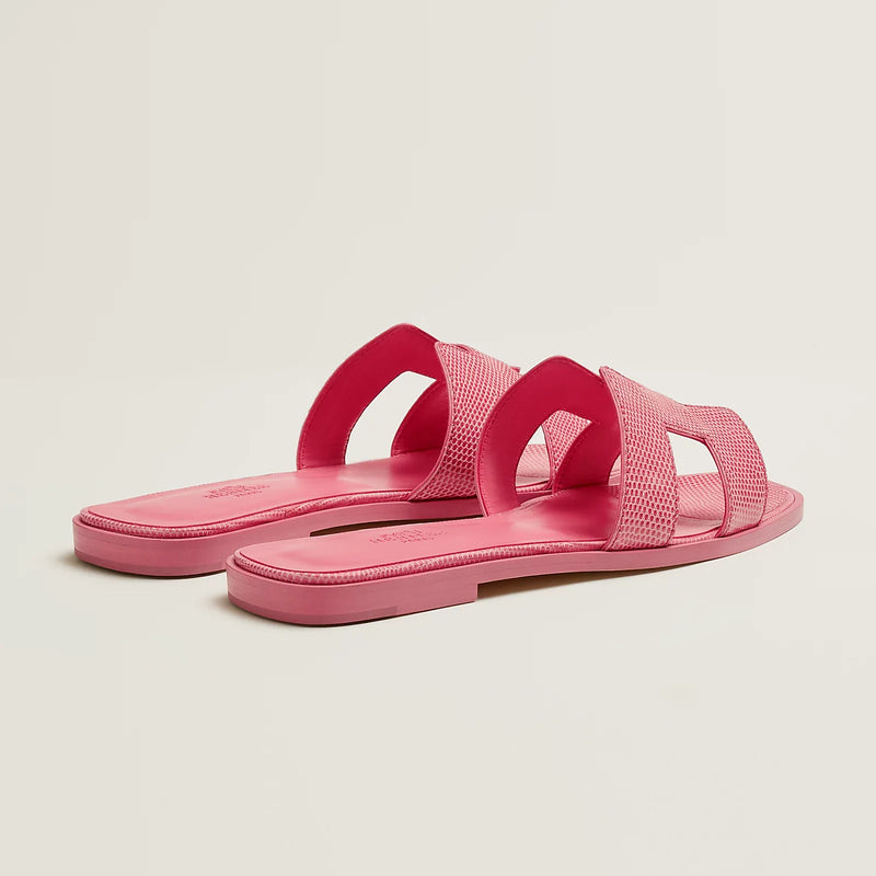 Hermès - Sandales Oran Rose Jaipur en Lézard