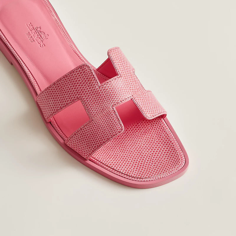 Hermès - Sandales Oran Rose Jaipur en Lézard
