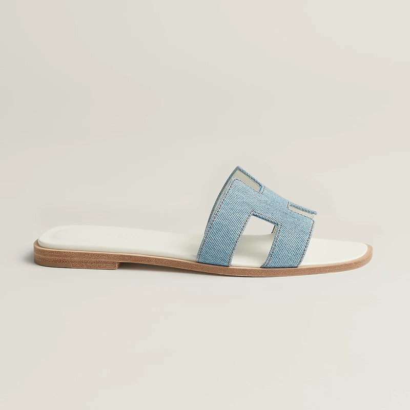 Hermès - Sandales Oran Bleu Clair en Denim