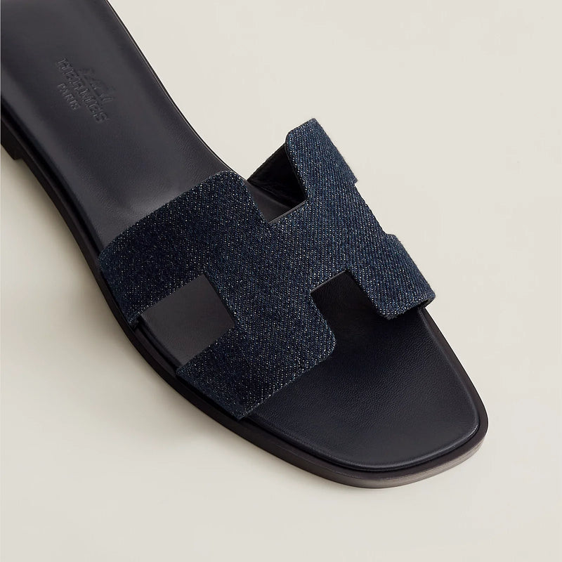 Hermès - Sandales Oran Bleu Brut en Denim