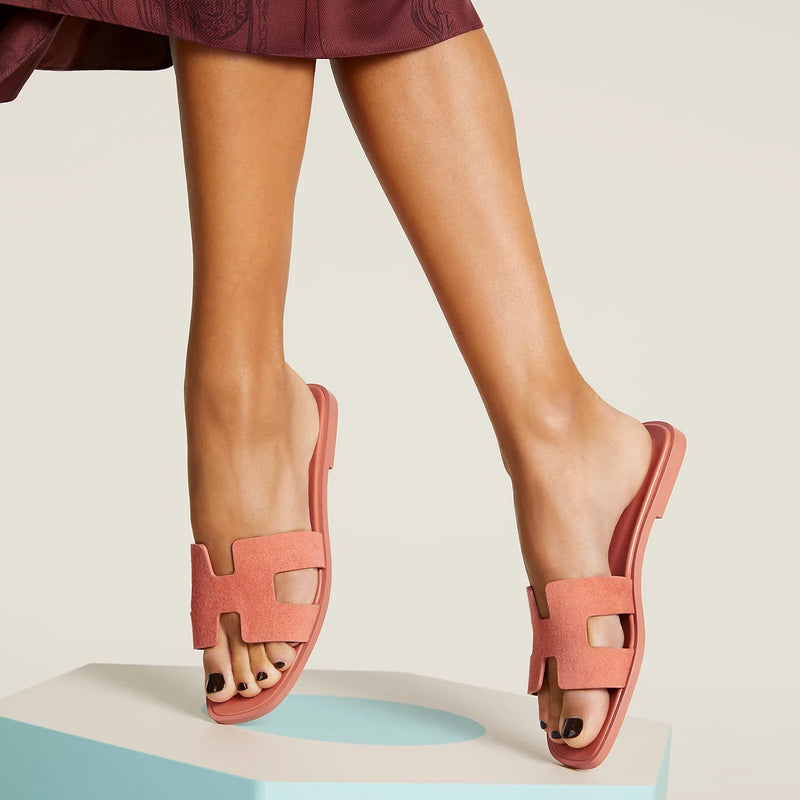 Hermès - Sandales Oran Rose Bubinga