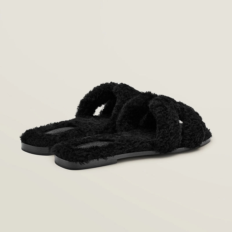 Hermès - Sandales Oran Noir en Laine