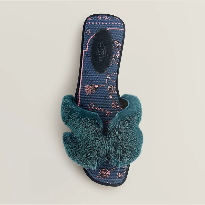 Hermès - Sandales Oran Bleu en Laine (ÉDITION LIMITÉE)