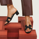 Hermès - Sandales Oasis Noir avec Strass