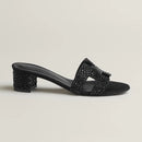 Hermès - Sandales Oasis Noir avec Strass