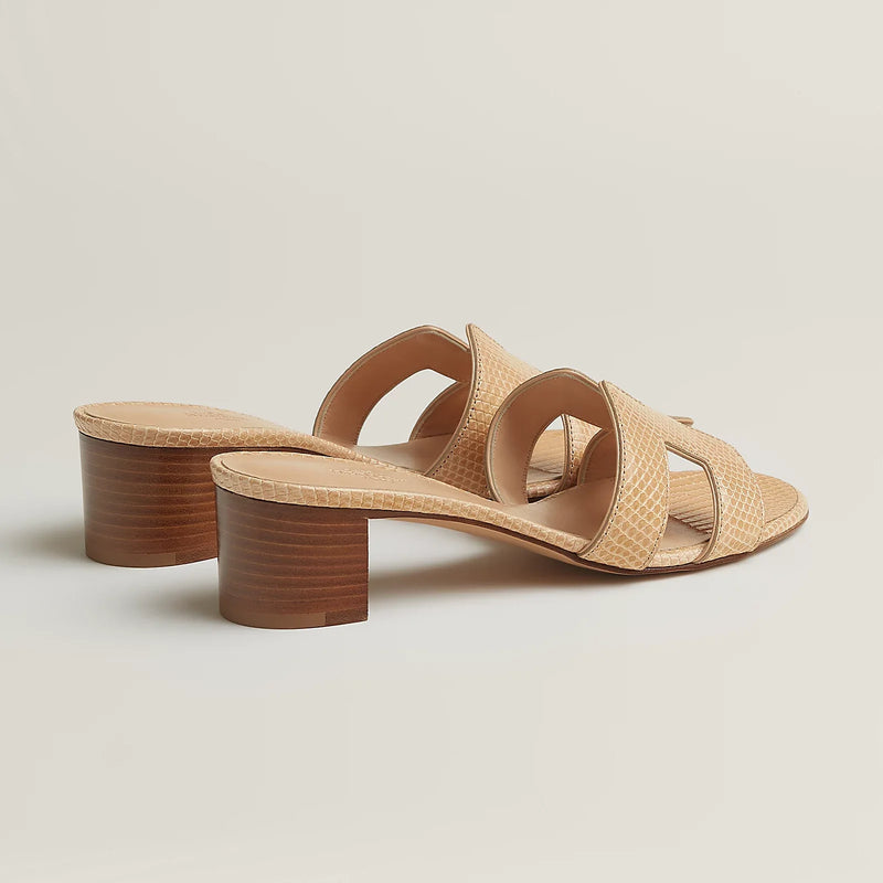 Hermès - Sandales Oasis Beige Natura en Lézard