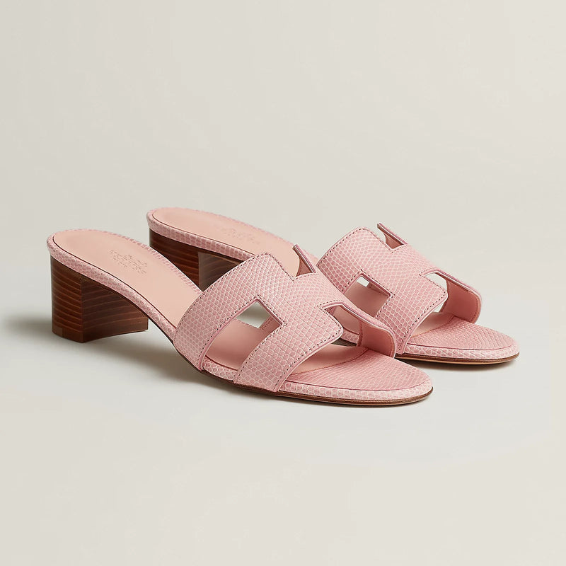 Hermès - Sandales Oasis Rose Jeva en Lézard