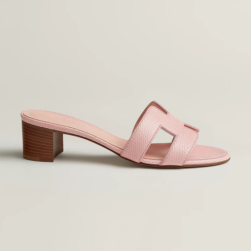 Hermès - Sandales Oasis Rose Jeva en Lézard