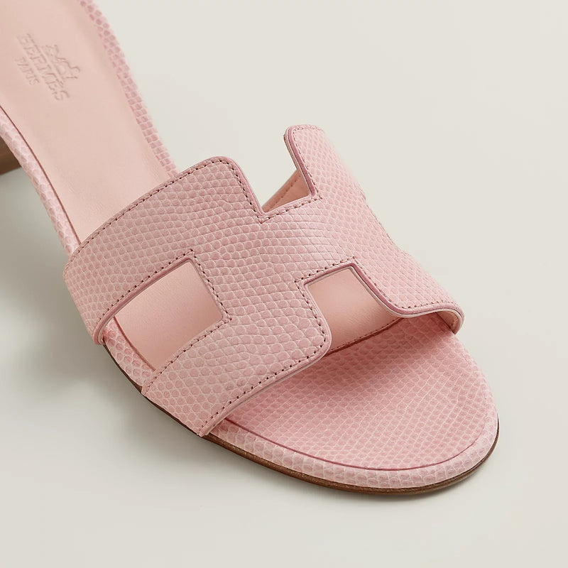 Hermès - Sandales Oasis Rose Jeva en Lézard