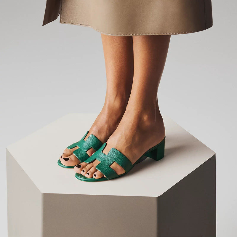 Hermès - Sandales Oasis Vert Oyat