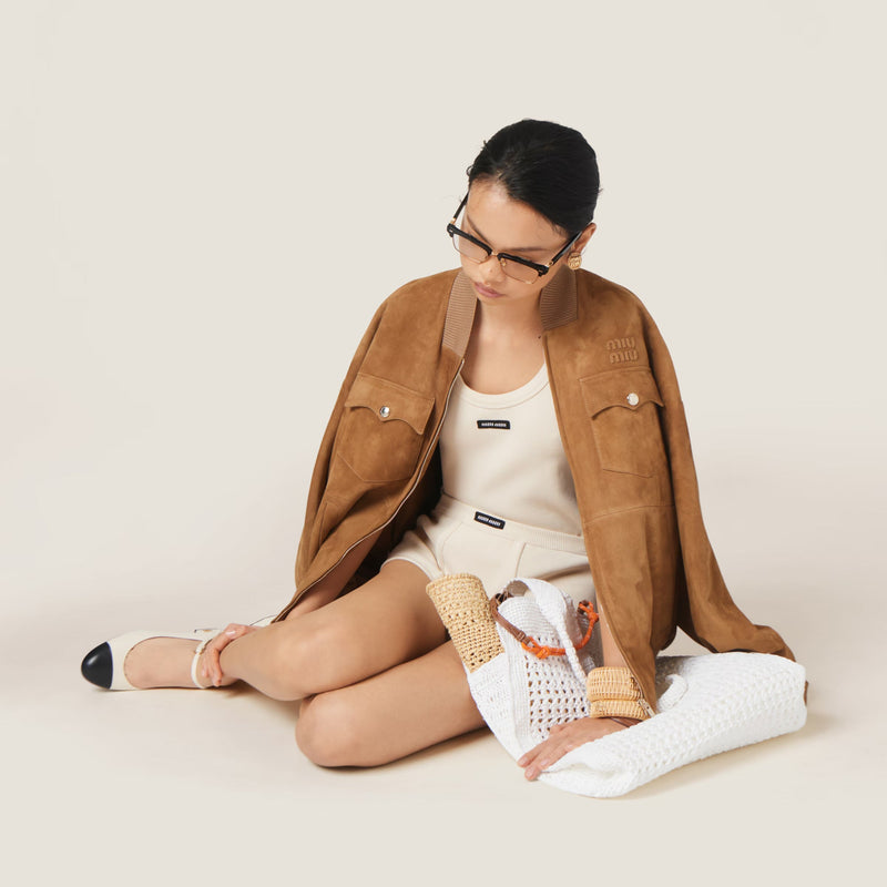 Miu Miu - Haut en maille jersey côtelé teint en pièce Naturel