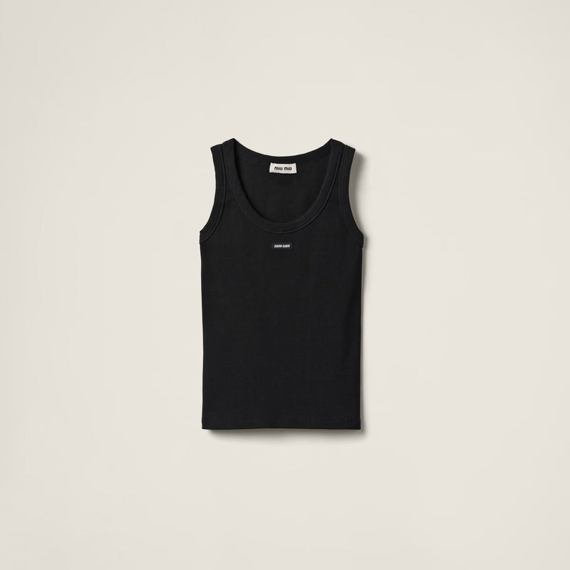 Miu Miu - Débardeur en maille côtelée Noir