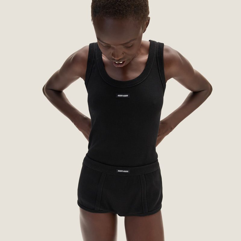 Miu Miu - Boxer en maille côtelée Noir