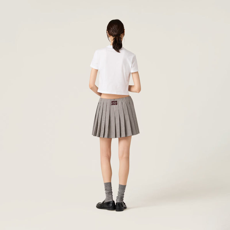 Miu Miu - T-shirt Court en jersey de coton Blanc