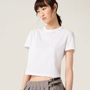 Miu Miu - T-shirt Court en jersey de coton Blanc