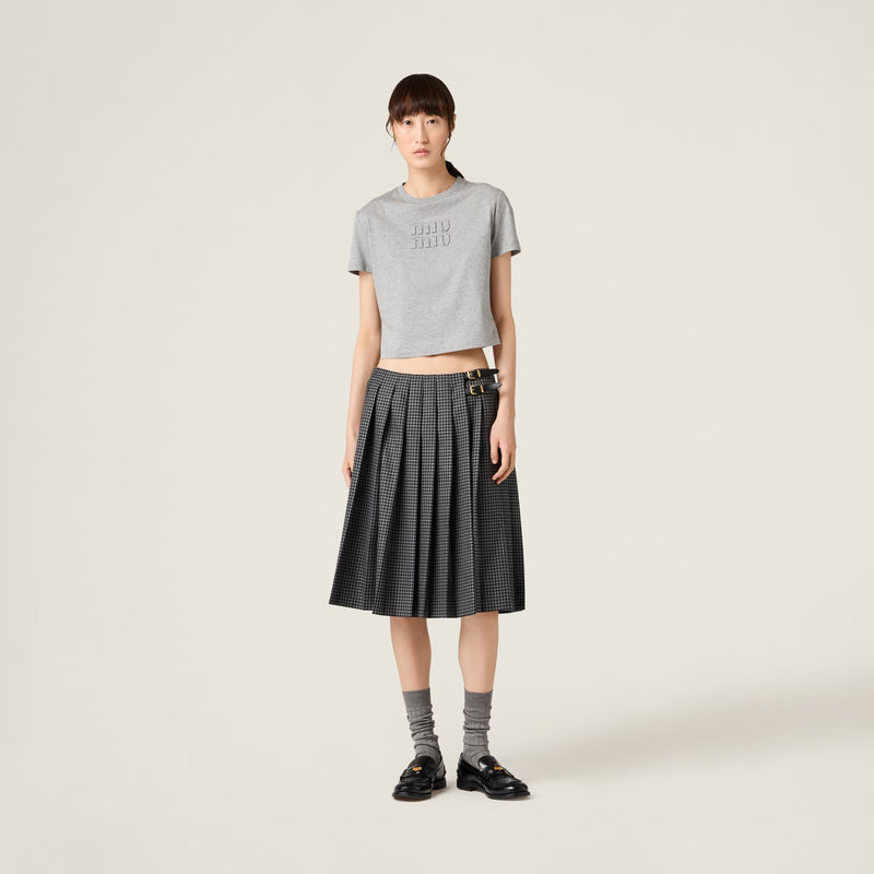 Miu Miu - T-shirt Court en jersey de coton Gris