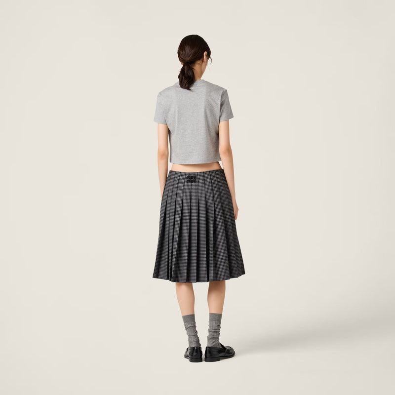 Miu Miu - T-shirt Court en jersey de coton Gris