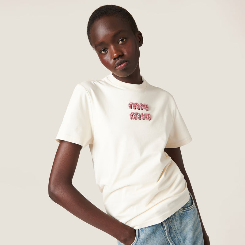 Miu Miu - T-shirt en jersey Fauve / Rose