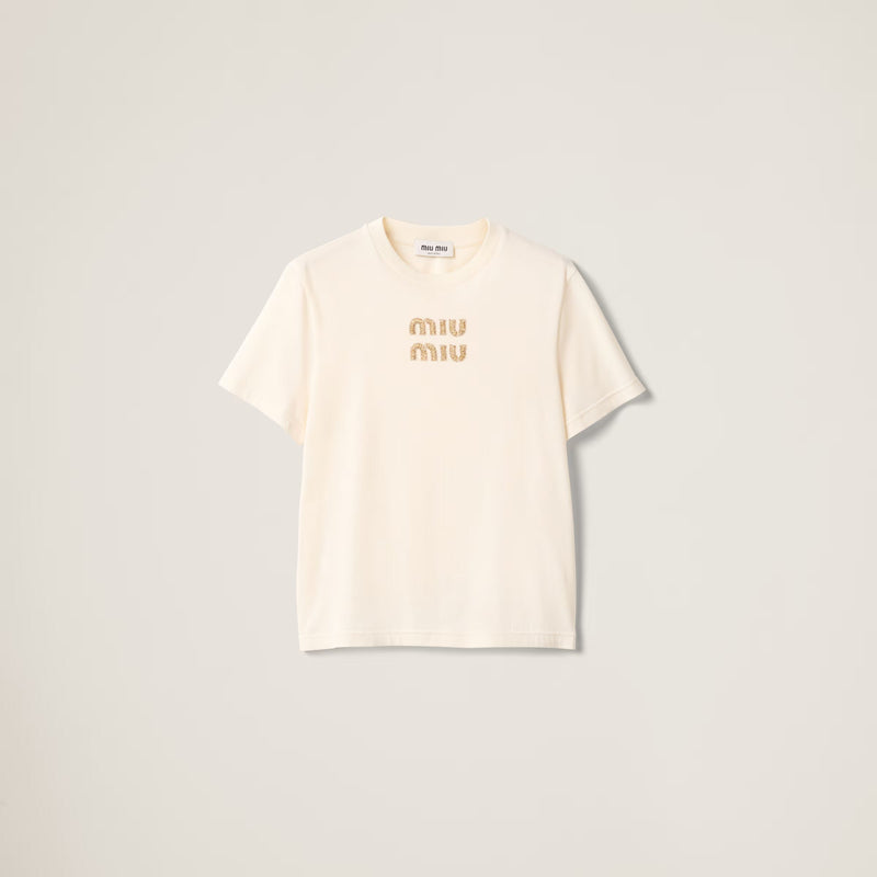 Miu Miu - T-shirt en jersey Naturel