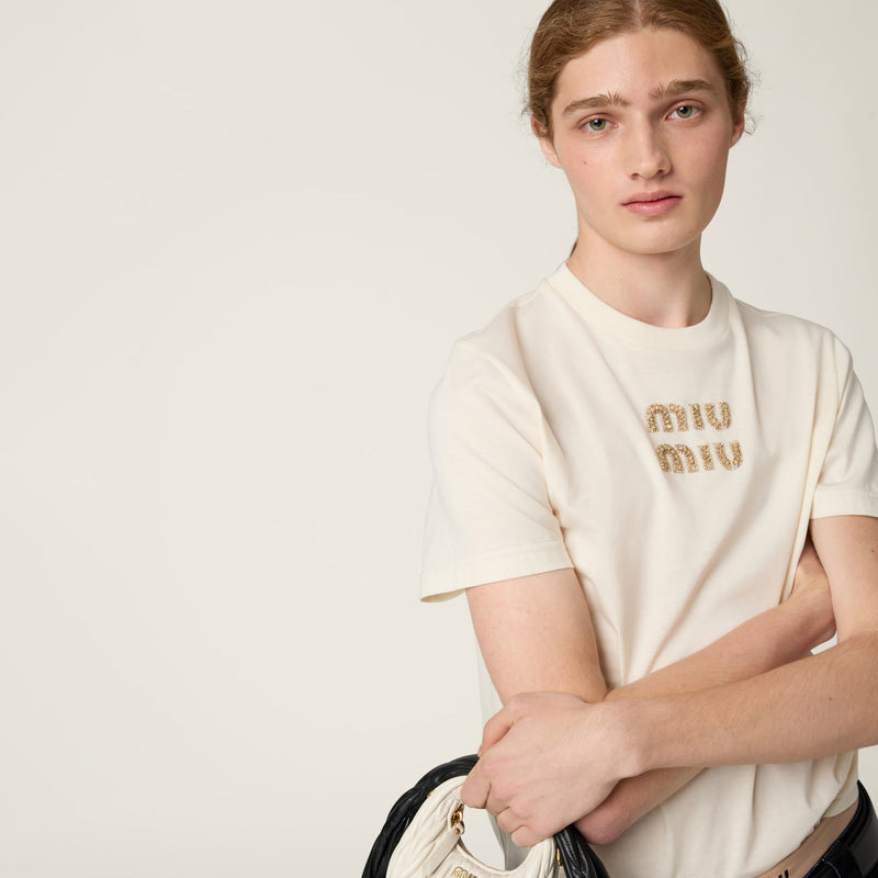 Miu Miu - T-shirt en jersey Naturel