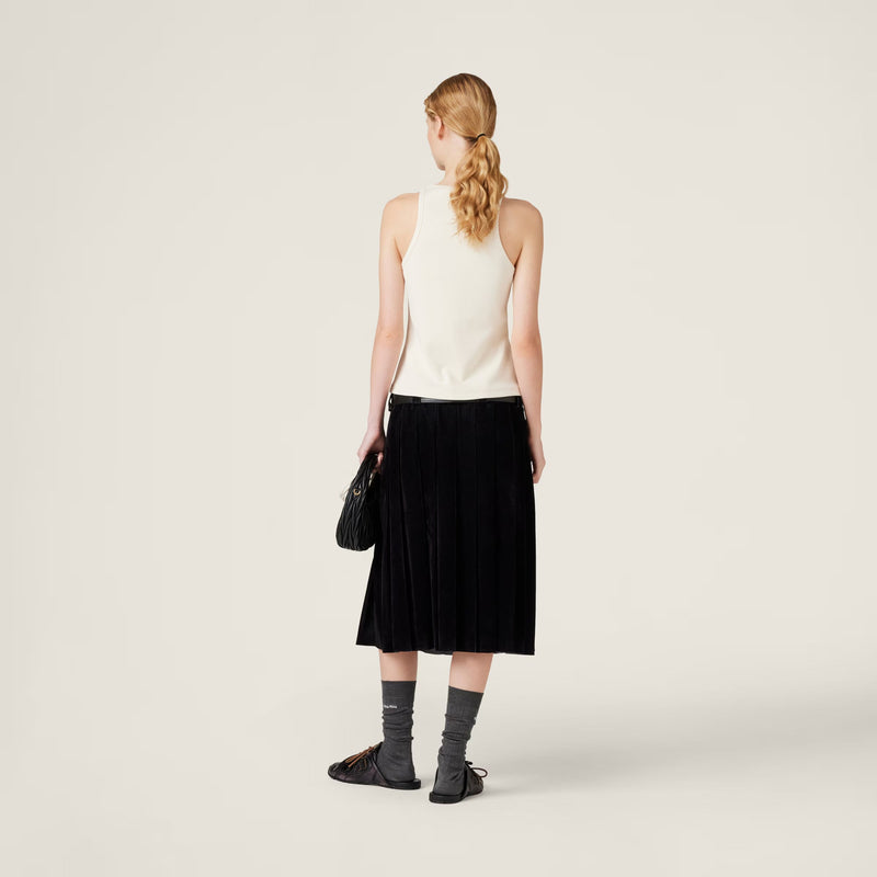 Miu Miu - Top en Jersey avec logo brodé Naturel