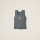Miu Miu - Top en jersey côtelé brodé Gris
