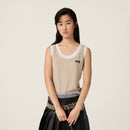 Miu Miu - Débardeur en jersey côtelé Blanc/Pierre ponce