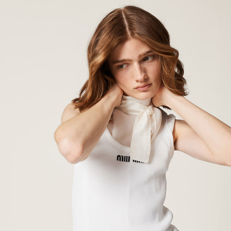 Miu Miu - Débardeur en tricot de coton Blanc