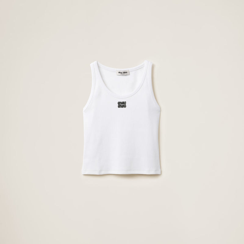 Miu Miu - Top avec Logo brodé Blanc