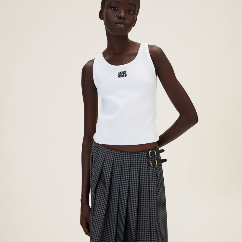 Miu Miu - Top avec Logo brodé Blanc